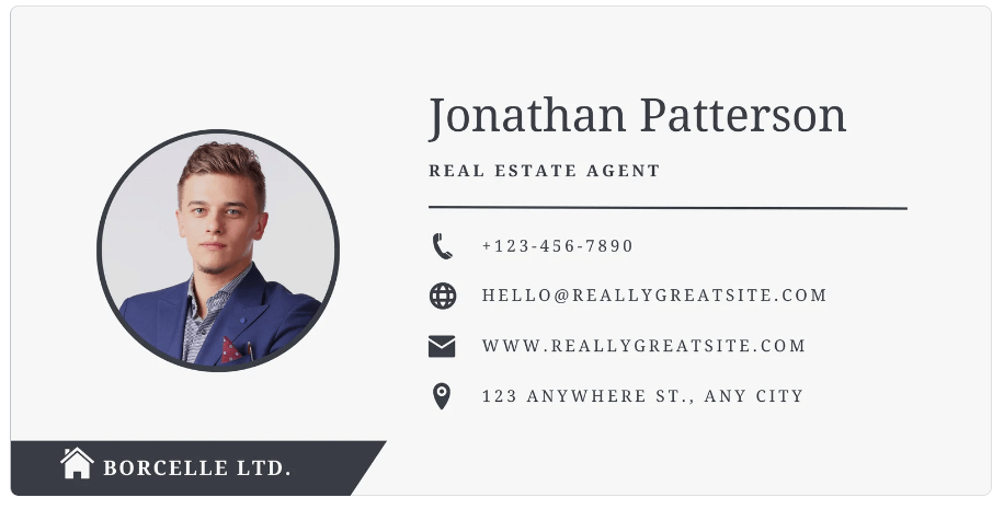 This is an example of a simple, modern realtor email signature.