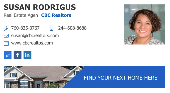 This is an example of a realtor email signature with a CTA.