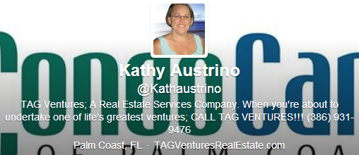A real estate agent's Twitter bio with their phone number listed in it.