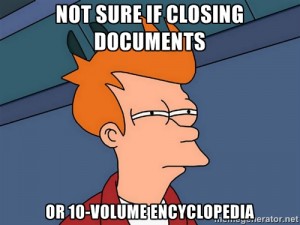 Real estate meme - sign the closing documents, pass the deed to the buyer