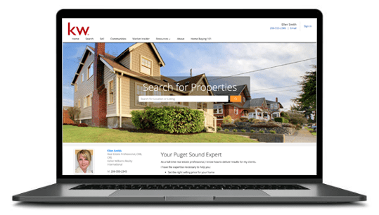 Keller Wiliams website screenshot of homepage with beautiful house