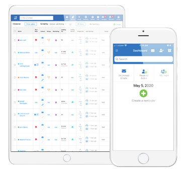 Market Leader CRM on tablet and smartphone