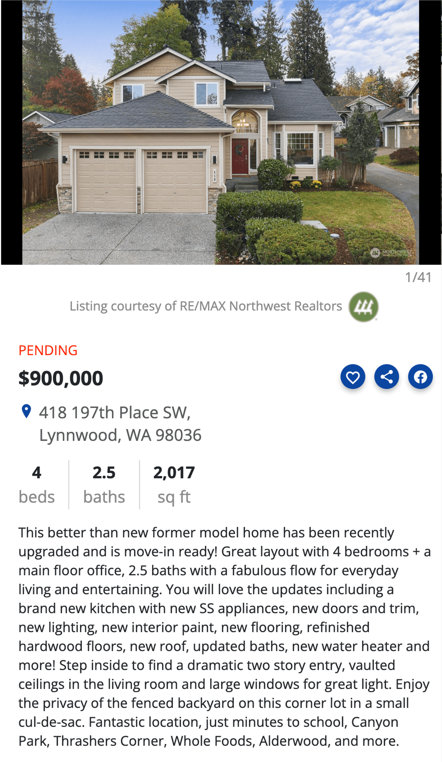 Real estate listing description example #2
